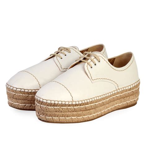 prada white leather espadrilles|Prada spandrels for women.